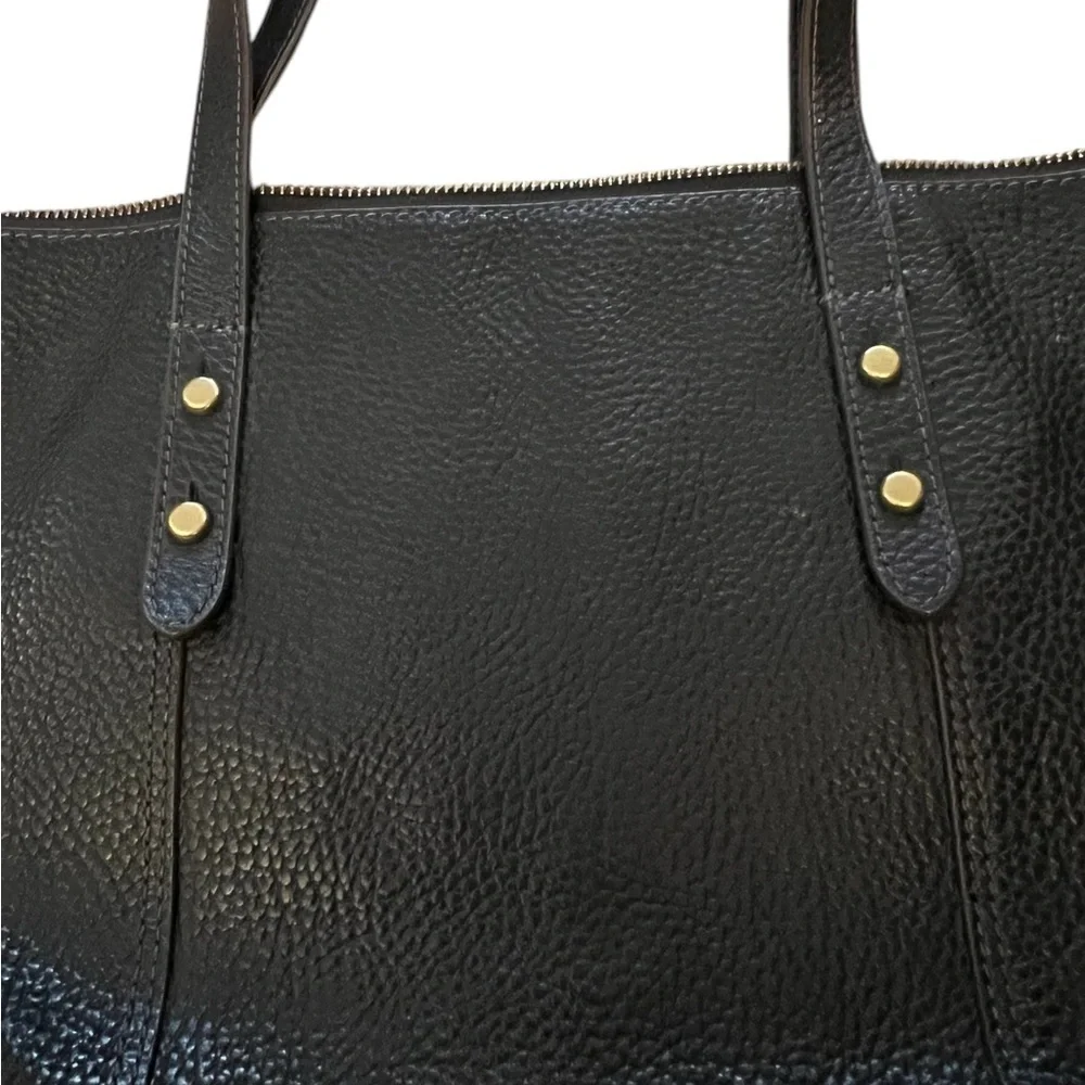 FOSSIL black pebbled leather zip top tote bag - Picture 3 of 9